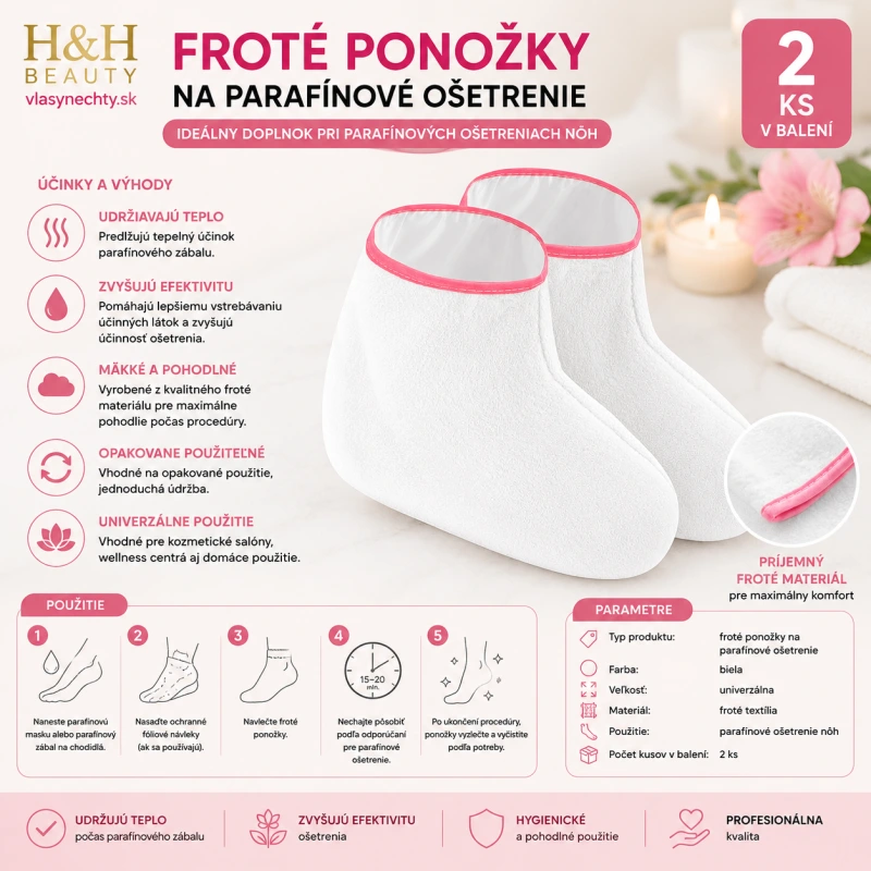 Froté ponožky na parafínové ošetrenie – biele 2 ks
