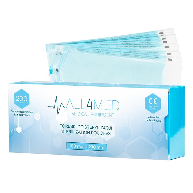 ALL4MED SÁČKY NA PARNÚ STERILIZÁCIU V AUTOKLÁVE 100MM X 230 MM 200 Ks 5