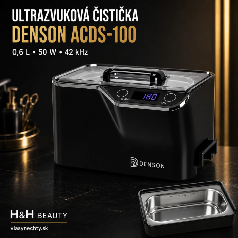 ULTRAZVUKOVÁ ČISTIČKA DENSON ACDS-100, objem 0,6 l, 50 W, čierny