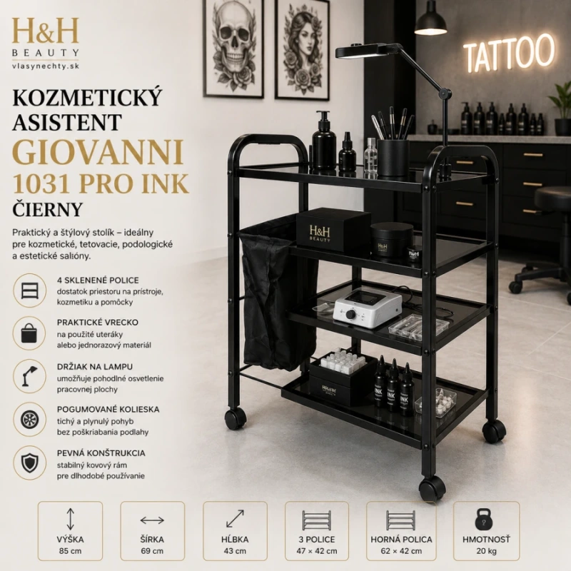 Giovanni 1031 PRO INK – Kozmetický stolík / asistent čierny 7