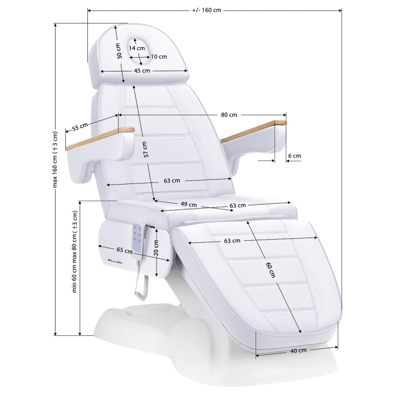 Elektrické kozmetické kreslo SILLON Lux 273b 3 motory studená biela 16