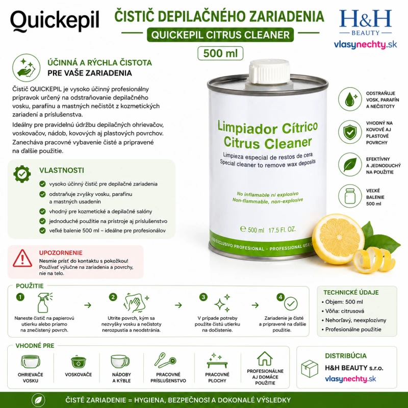 ČISTIČ DEPILAČNĚHO ZARIADENIA QUICKEPIL 500 ml