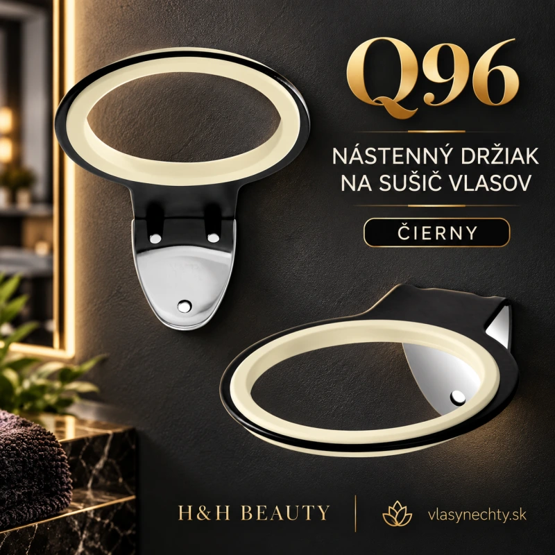 Nástenný držiak na sušič vlasov Q96 – čierny