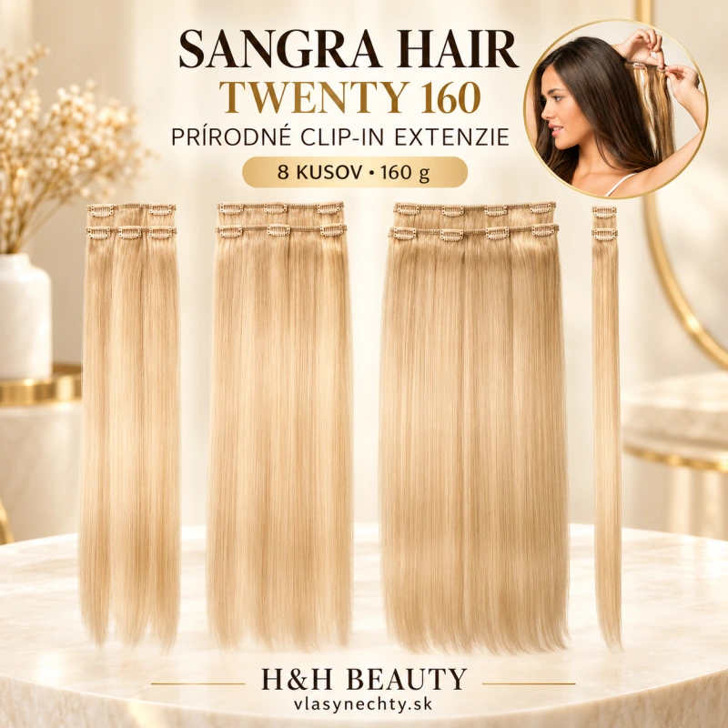 SANGRA HAIR CLICKCLACK 1 kus. Prírodná clip-in extenzia s hmotnosťou 30 g a dĺžkou 40 cm
