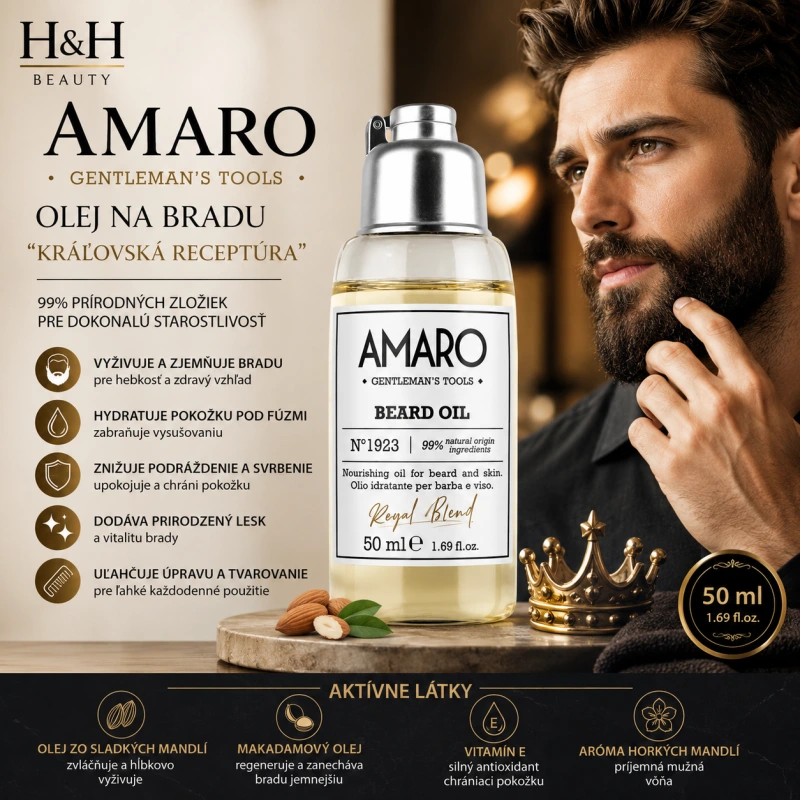 AMARO Olej na bradu „Kráľovská receptúra“ 50 ml