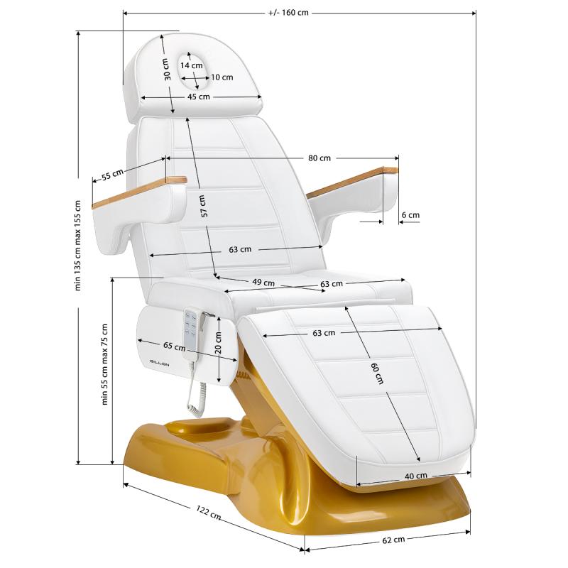 Elektrické kozmetické kreslo SILLON Lux 273b 3 motory zlato biele