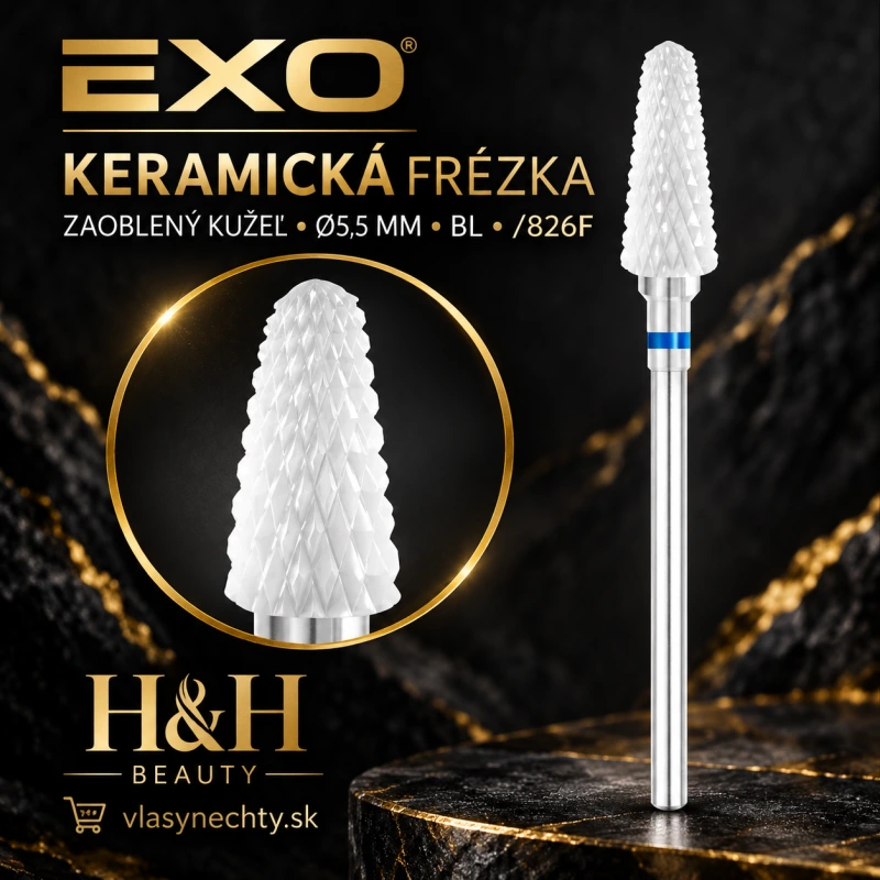 EXO KERAMICKÁ FRÉZKA NA NECHTY KUŽEĽ ZAOBLENÝ Ø5,5MM BL /826F