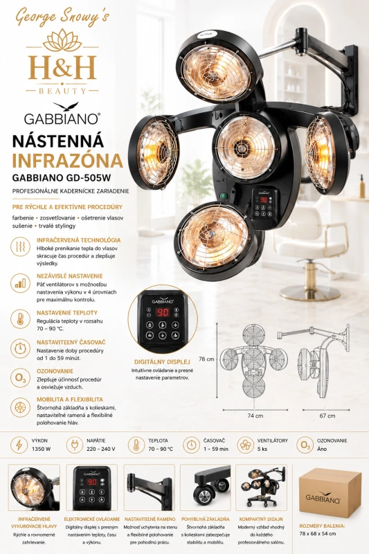 Gabbiano Nástenná infrazóna Gabbiano GD-505W čierna