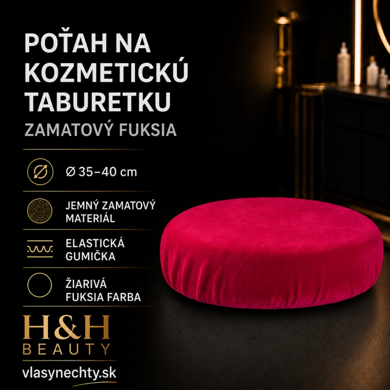POŤAH NA KOZMETICKÚ TABURETKU ZAMATOVÝ FUKSIA