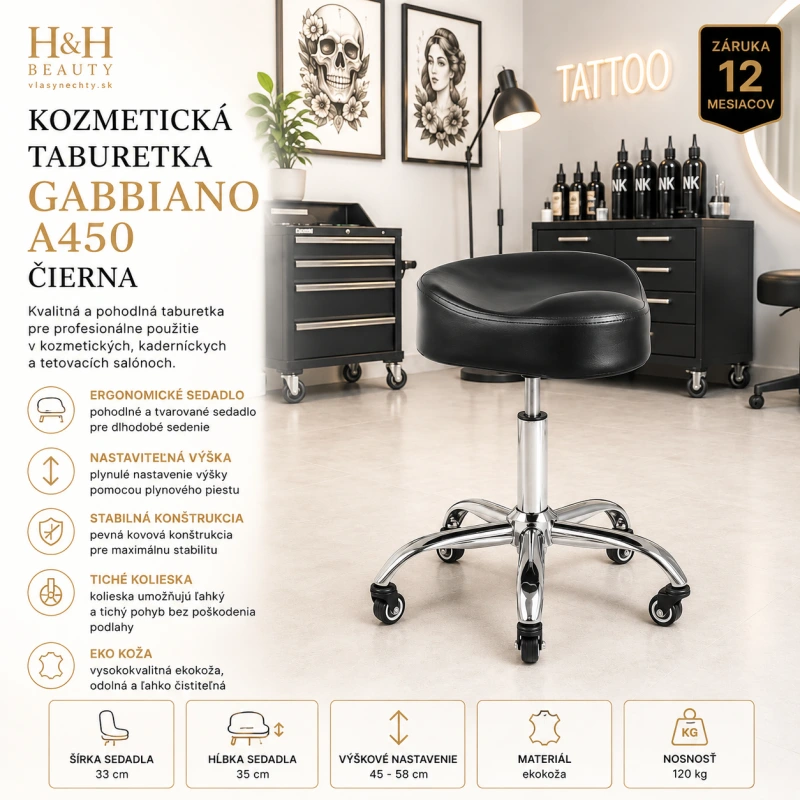 KOZMETICKÁ TABURETKA Gabbiano A450 čierna