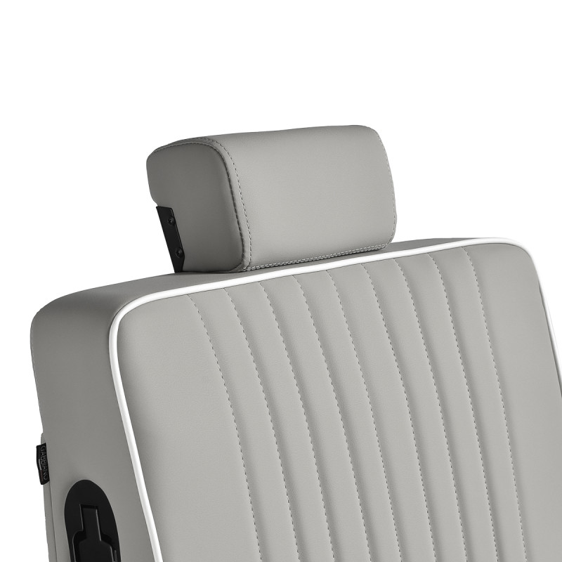 BARBERSKE KRESLOGabbiano Levi, sivé s čiernym rámom, bez prešívania na operadle 10