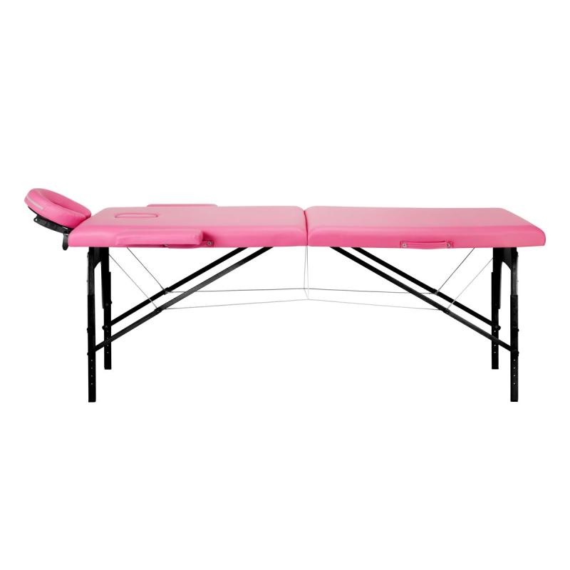 Skladací masérsky stôl drevený KOMFORT ACTIV FIZJO 2 segmentový ružovo čierny