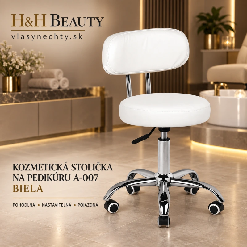 Kozmetická stolička na pedikúru A-007 biela