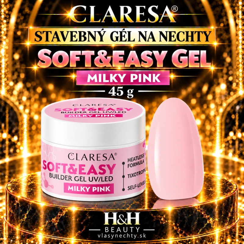 CLARESA STAVEBNÝ GÉL NA NECHTY SOFT&EASY GEL MILKY PINK 45G