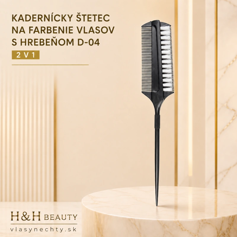 Kadernícky štetec na farbenie vlasov s hrebeňom D-04 – 2 v 1