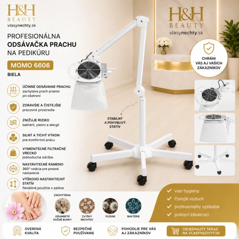 PROFESIONÁLNA ODSÁVAČKA PRACHU NA PEDIKÚRU NA STATÍVE MOMO 6606 6