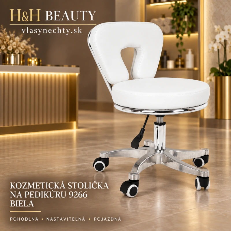 Kozmetická stolička na pedikúru 9266 biela