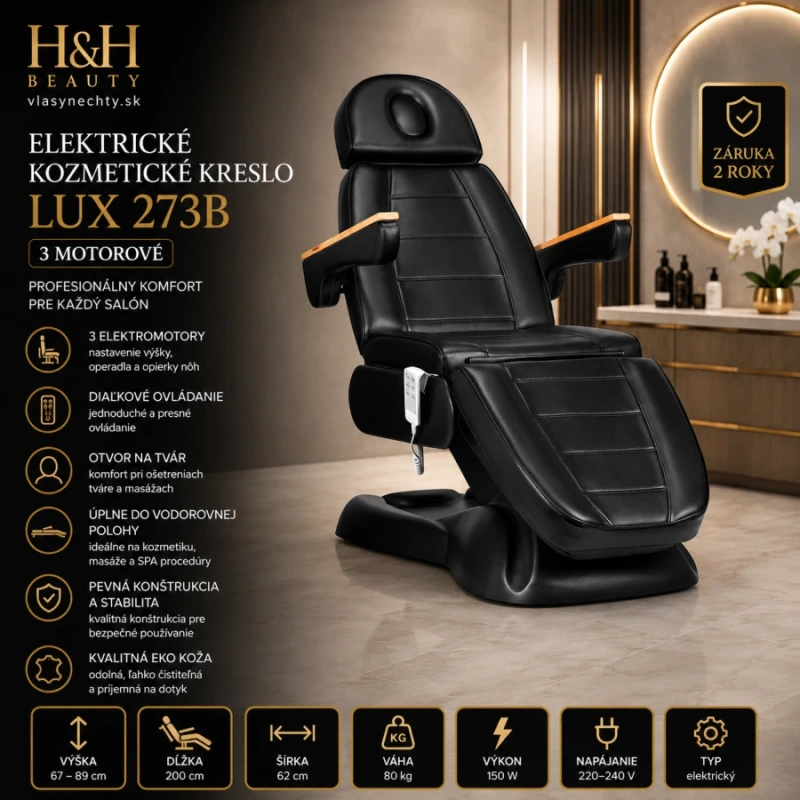 ELEKTRICKÉ KOZMETICKÉ KRESLO LUX 273B 3 MOTOROVÉ ČIERNE 11