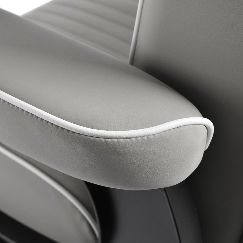 BARBERSKE KRESLOGabbiano Levi, sivé s čiernym rámom, bez prešívania na operadle 6