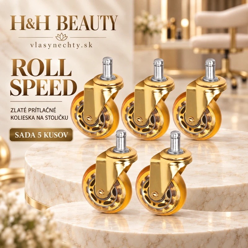 Roll Speed zlaté prítlačné kolečko na stoličku, sada 5 kusov