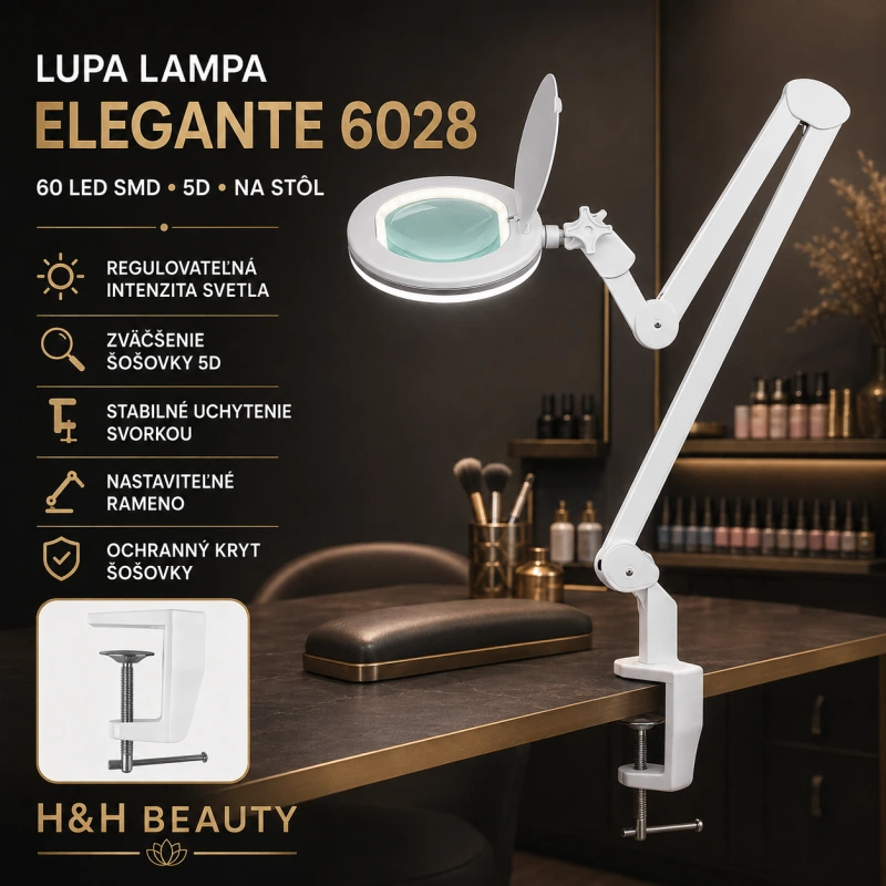 LUPA LAMPA ELEGANTE 6028 60 LED SMD 5D NA STÔL REGULOVATEĹNÁ INTENZITA SVETLA