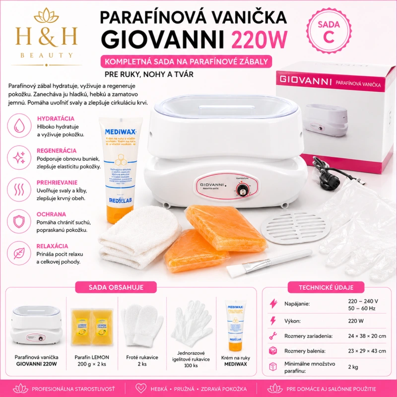 PARAFINOVÁ VANIČKA GIOVANNI 220W SADA C