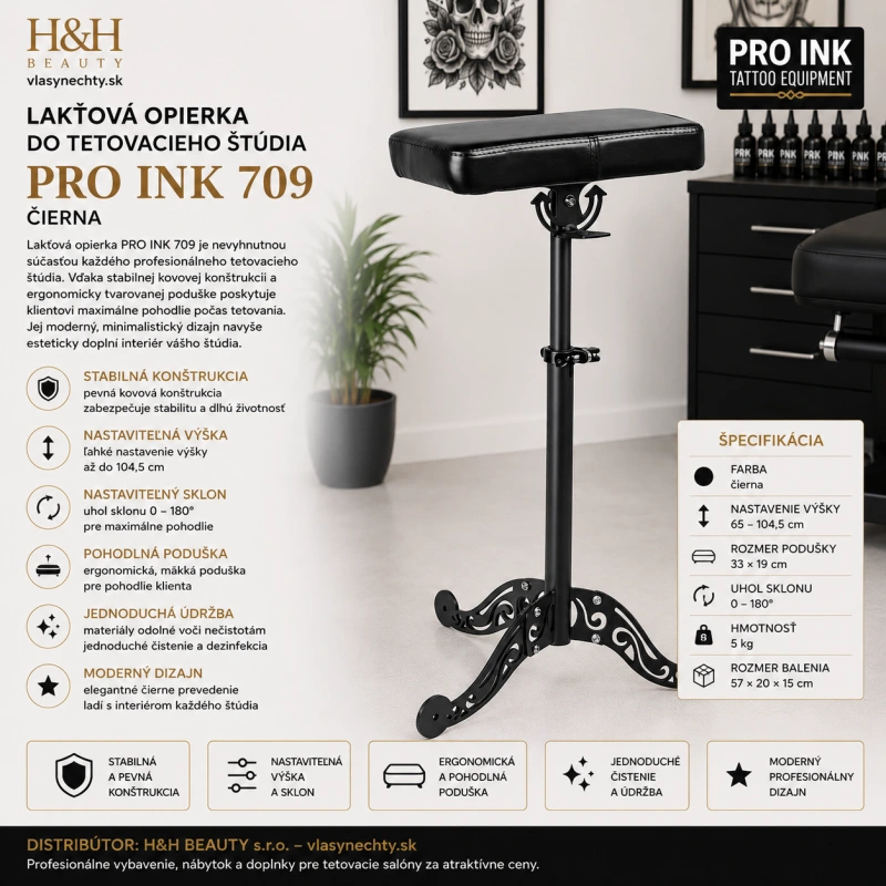 LAKŤOVÁ OPIERKA DO TETOVACIEHO ŠTÚDIA  PRO INK 709 ČIERNA