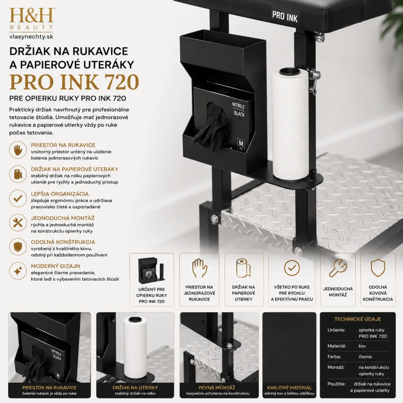 Držiak na rukavice a papierové utierky pre opierku ruky PRO INK 720