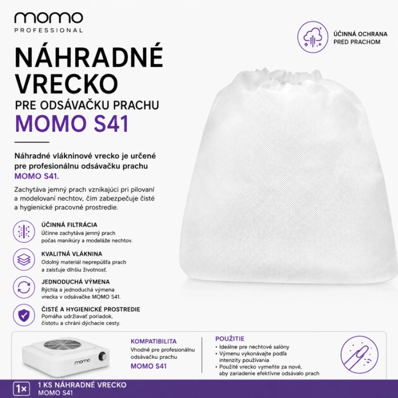 NÁHRADNÉ VRECKO NA VSTAVANÚ ODSÁVAČKU PRACHU NA NECHTY MOMO S41 2