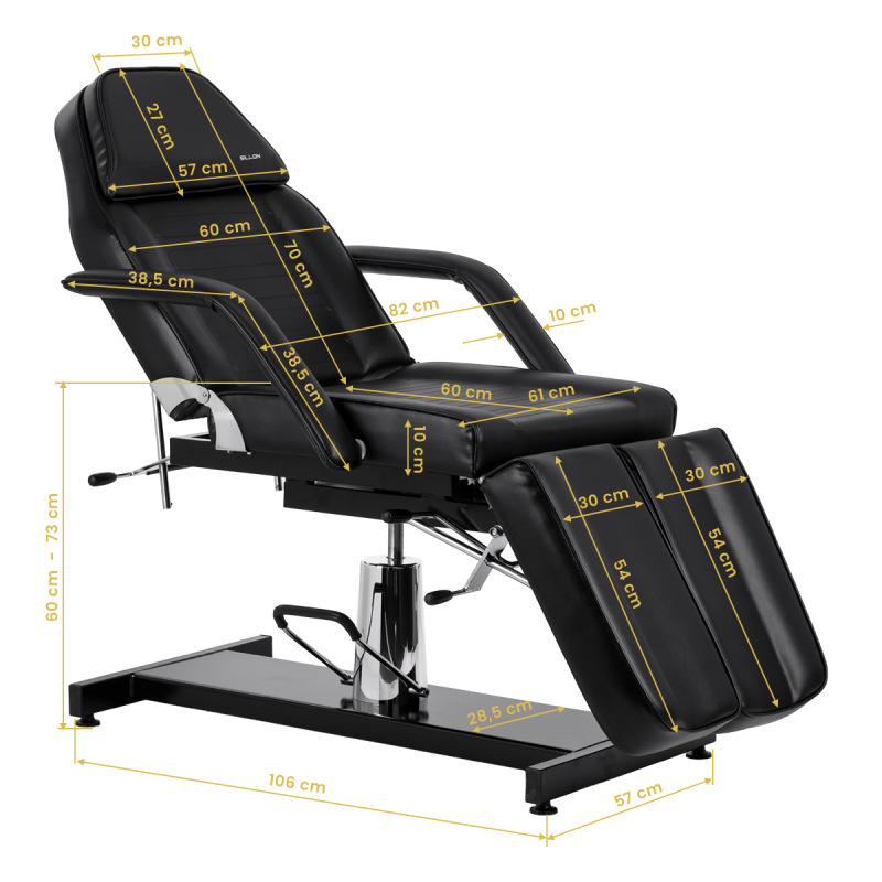 Hydraulické kozmetické kreslo na pedikúru Sillon 210 s kolískom a deliteľnou opierkou na n 16