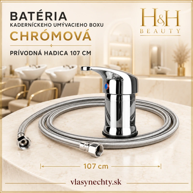 BATÉRIA KADERNÍCKEHO UMÝVACIEHO BOXU CHROM prívodná hadica 107cm