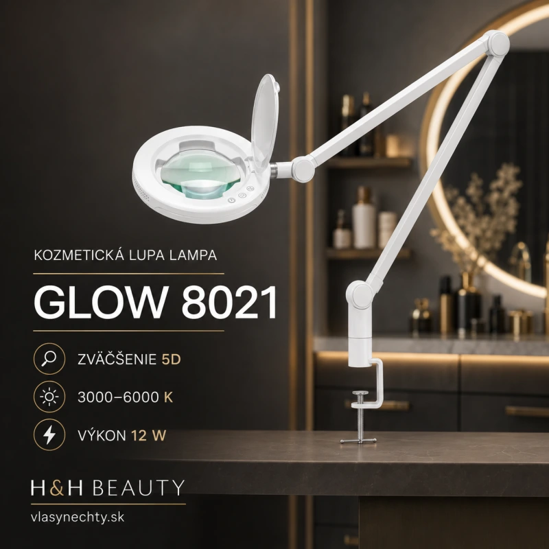 KOZMETICKÁ LUPA LAMPA LED GLOW 8021 NA STÔL S REGULÁCIOU FARBY SVETLA