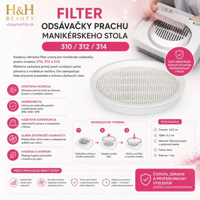 FILTER ODSÁVAČKY PRAKU MANIKÉRSKEHO STOLA 310 / 312 / 314 3