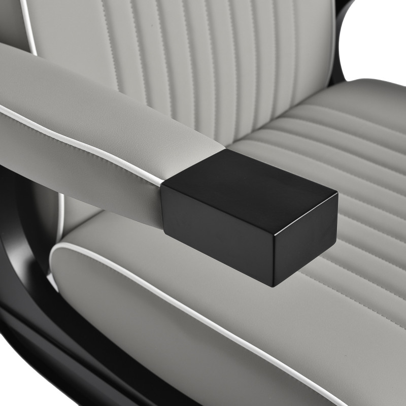 BARBERSKE KRESLOGabbiano Levi, sivé s čiernym rámom, bez prešívania na operadle 9