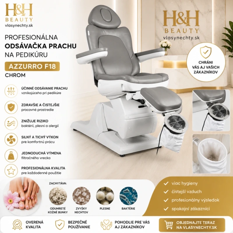 PROFESIONÁLNA ODSÁVAČKA PRACHU NA PEDIKÚRU AZZURRO F18 CHROM 5