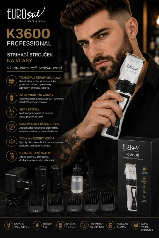 EUROSTIL K3600 PROFESSIONAL – Strihací strojček na vlasy 2
