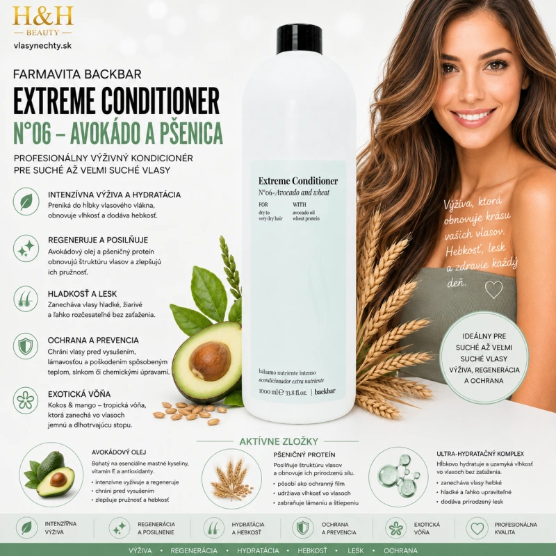 Farmavita BACKBAR EXTREME CONDITIONER Č.06 - AVOKÁDO A PŠENICA 1000ml