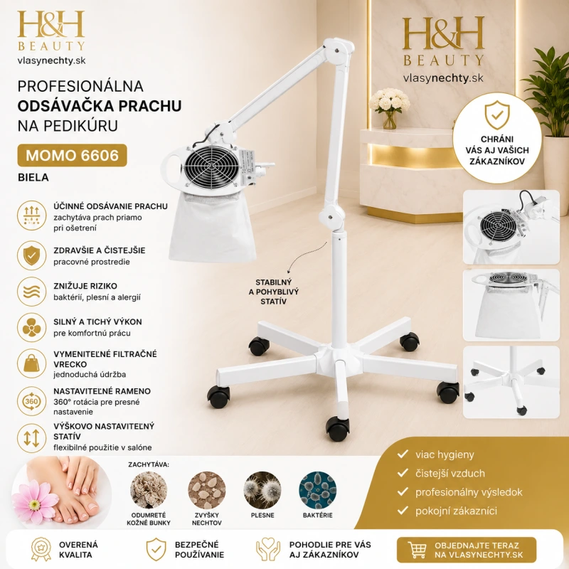 PROFESIONÁLNA ODSÁVAČKA PRACHU NA PEDIKÚRU NA STATÍVE MOMO 6606