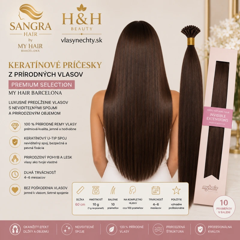 My Hair Barcelona – Keratínové príčesky z prírodných vlasov 60 cm / 15 farieb/