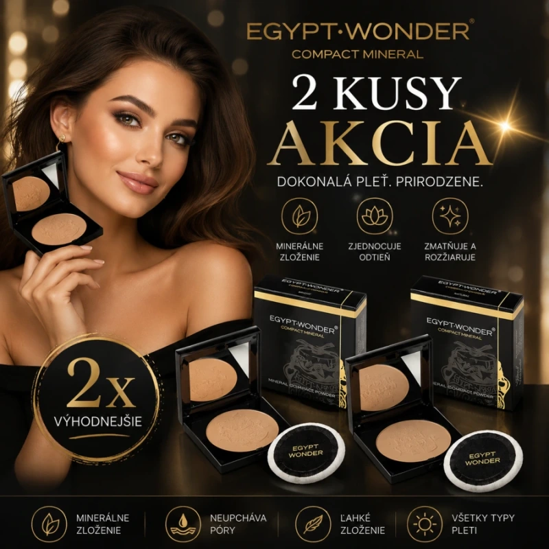 Egypt-Wonder púder Kompaktný Matt + leský púder1+1 kus -egyptská hlinka