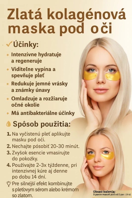 GOLD & BEAUTY ZLATÉ HYDROGELOVÉ OČNÉ MASKY S KOLAGÉNOM A 24K ZLATOM 2
