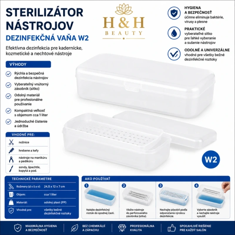 STERILIZÁTOR NÁSTROJOV DEZINFEKČNÁ VAŇA W2 4