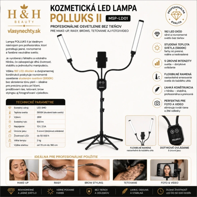 KOZMETICKÁ LED LAMPA NA LÍČENIE POLLUKS II TYP MSP-LD01 NA STATÍVE 11