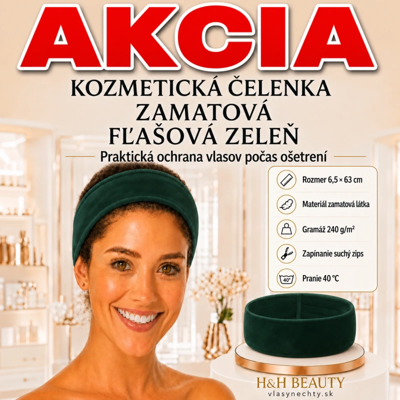 KOZMETICKÁ ČELENKA ZAMATOVÁ FĽAŠOVÁ ZELEŇ