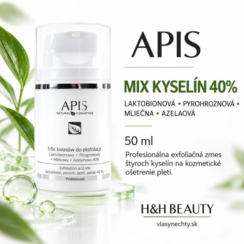 APIS MIX KYSELÍN NA EXFOLIACIU LAKTOBIONOVÁ + PYROHROZNOVÁ + MLIEČNA + AZELAINOVÁ 40 % 50ML