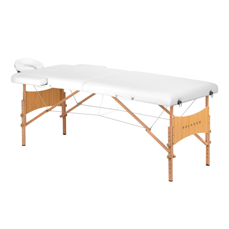 BALANCE LUX – skladací masážny stôl drevený, 2-segmentový, 190×70 cm, biely 1