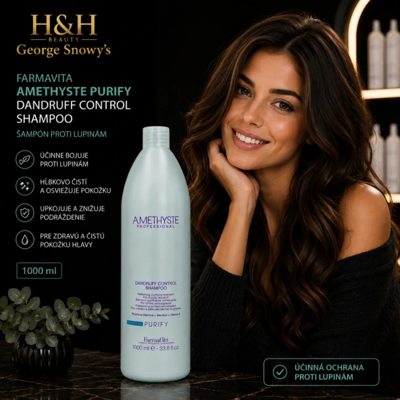 Farmavita Amethyste Purify Dandruff Control Shampoo 1000 ml , proti lupinám 2