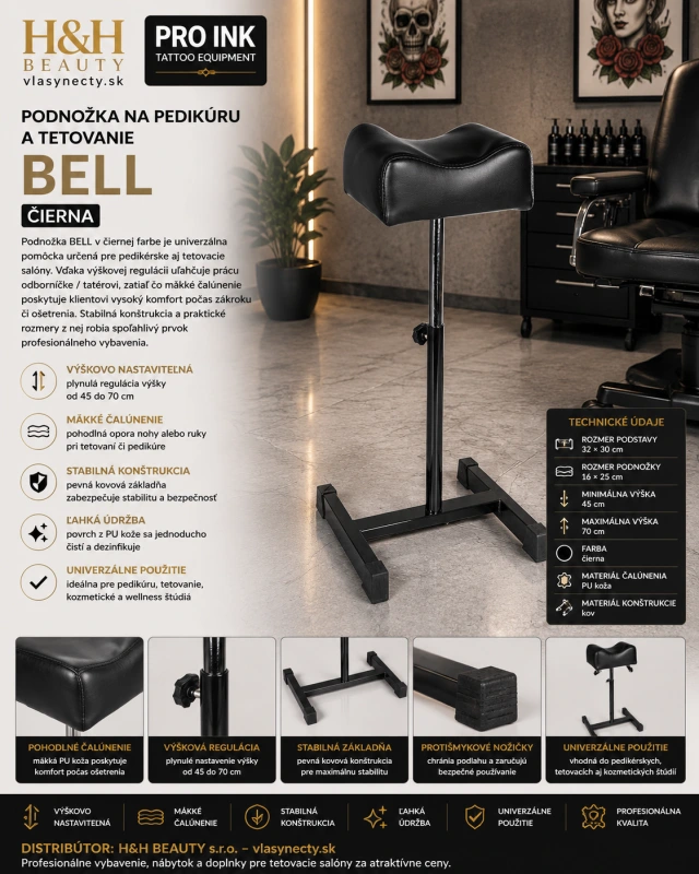 PODNOŽKA NA PEDIKÚRU A TETOVANIE BELL ČIERNA