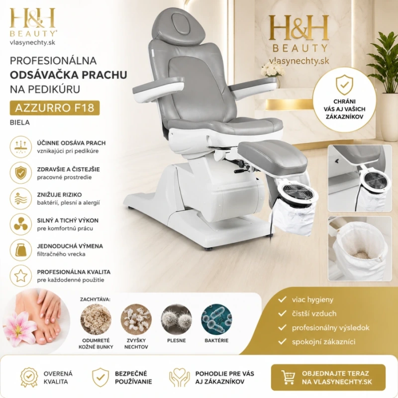 PROFESIONÁLNA ODSÁVAČKA PRACHU NA PEDIKÚRU AZZURRO F18 BIELA 5
