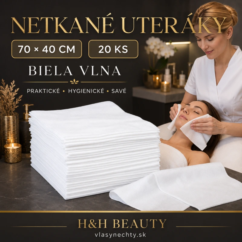 Netkané uteráky 20 ks. 70 x 40 cm biela vlna